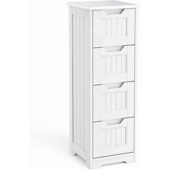 Gizoon 33'' Bathroom Storage Cabinet with Drawers Freestanding Floor Organizer Cabinet for Hallway Living Room and Bathroom, White, Panited