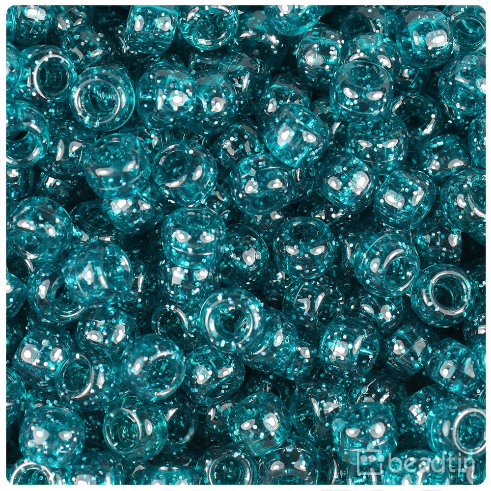 6 x 9mm 1000 pcs Ocean Blue & Turquoise Dark Caribbean Mix Plastic Pony Beads 