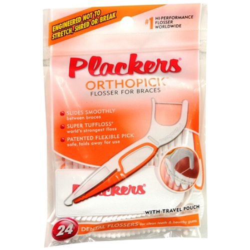 Plackers Orthopick Flosser For Braces, With Travel Pouch 24 Ea, 3