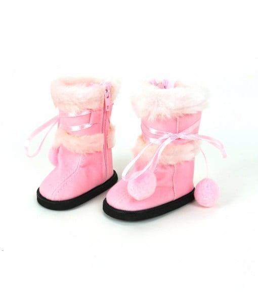 light pink fur boots
