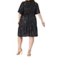 thumbnail image 4 of Vestidos de verano de talla grande para mujeres Agnes Orinda, vestido de fiesta corto con cuello cuadrado, mangas rizadas y brillo metálico en capas, 3X negro, 4 of 7