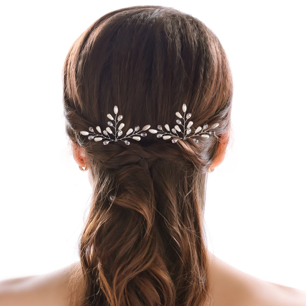 Irisdress Womens Vintage Gold Twig Pearls Rhinstone Hair Comb Bridal Prom Hairpins