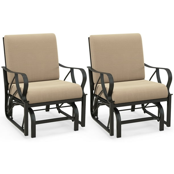 Costway 2PCS Patio Rocking Chair with Cushion HeavyDuty Metal Frame
