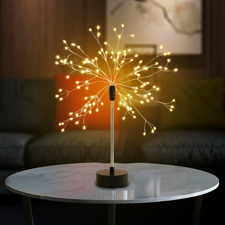 Rosnek Firework Table Lamp Starburst 8 Modes Dimmable Lights USB Battery  Operated Fairy Light for Banquet Party Home Decor