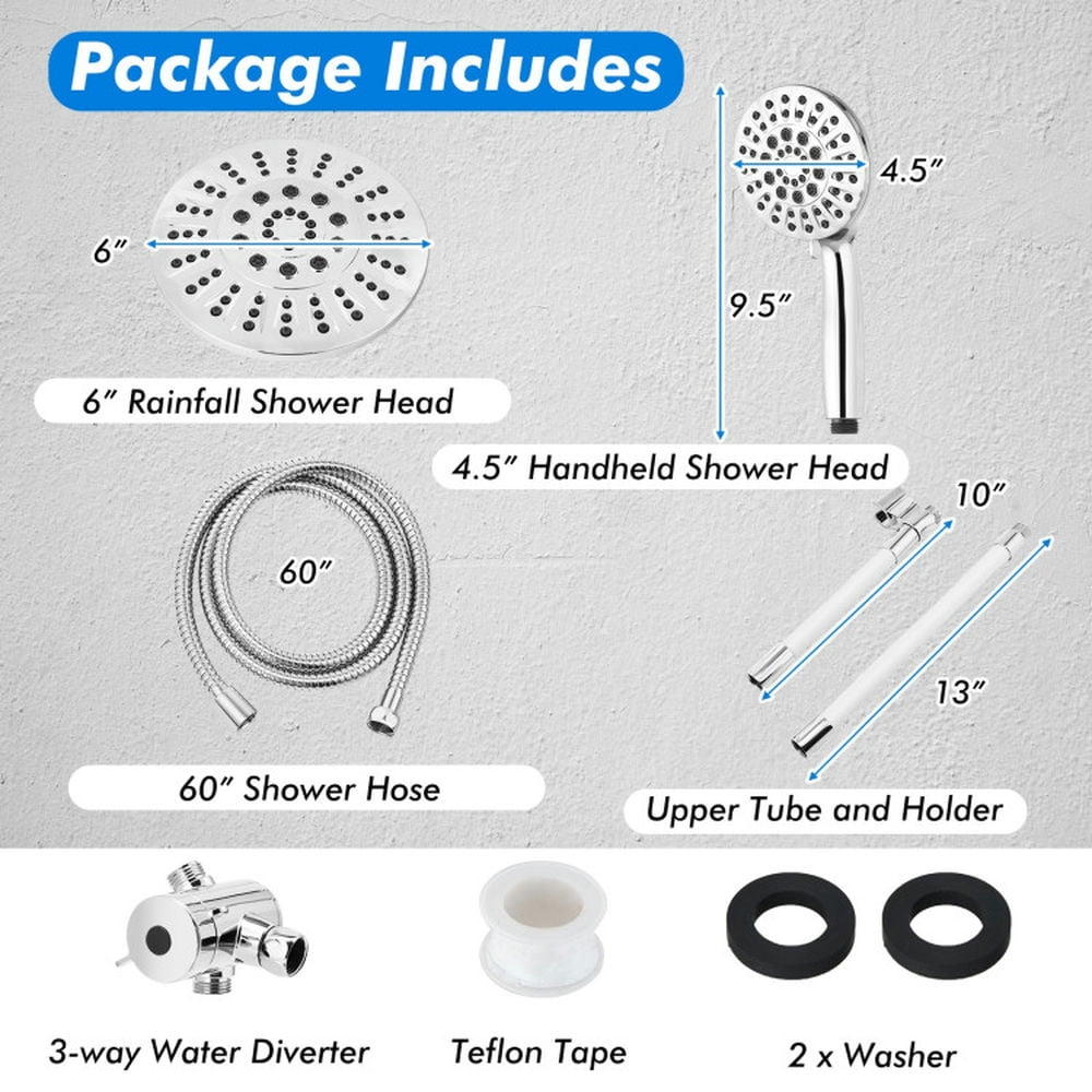 Finihen Shower Head, Switchable Shower Head Combo, High Pressure Combo Handheld Shower Head, White Finihen Shower Head, Switchable Shower Head Combo, High Pressure Combo Handheld Shower Head, White