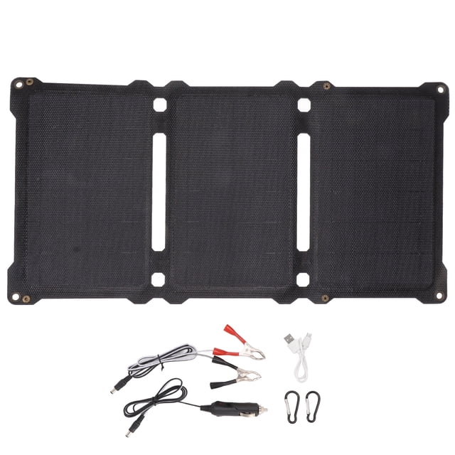 Panel solar plegable de 18 V, 5 V y 30 W, panel solar monocristalino portátil y plegable para actividades al aire libre, acampada, senderismo, montañismo, color negro