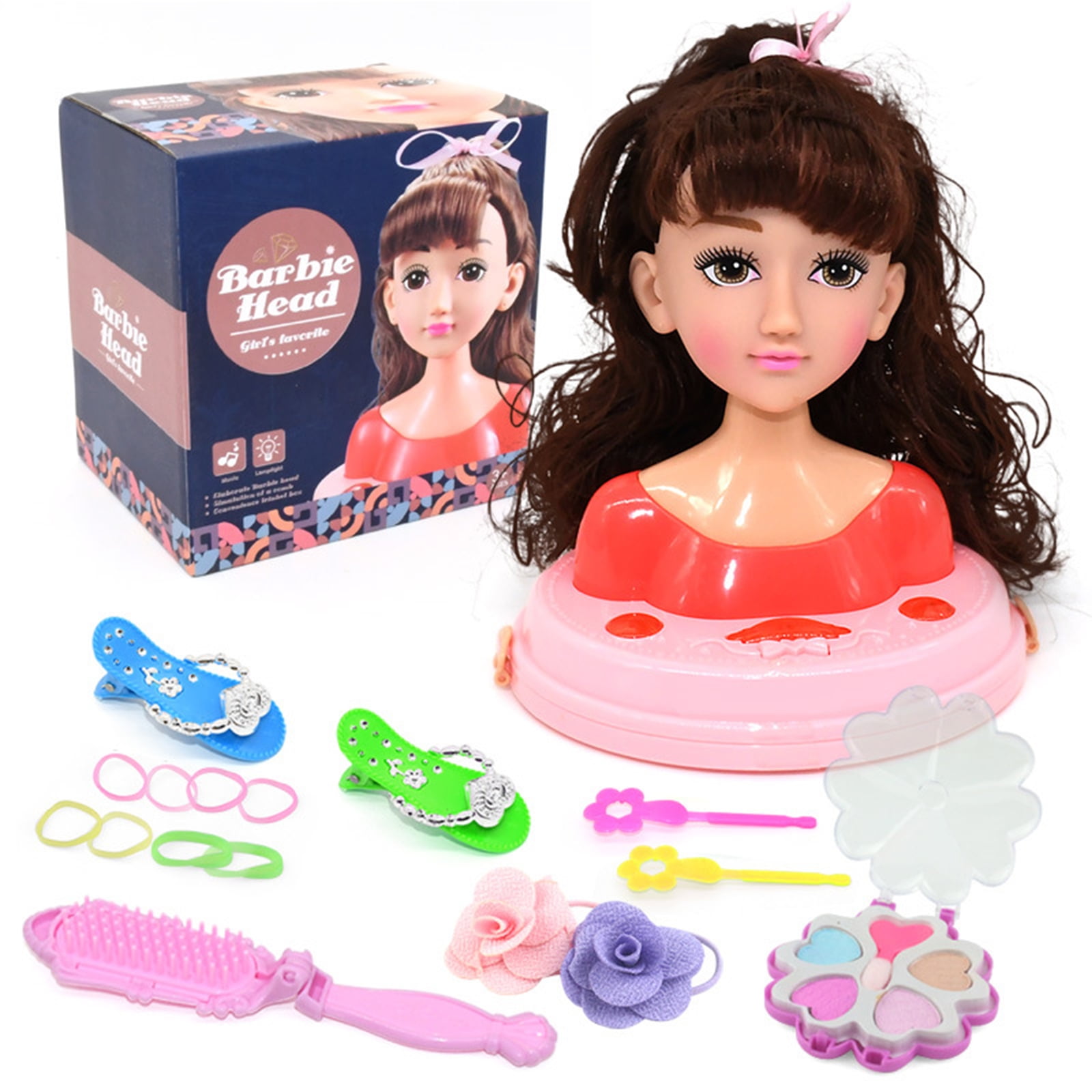huntermoon Children'S Doll Styling Head Makeup Combing Hair Toy Doll Set  Pretend To Play Princess Makeup Play Toys Little Girl Makeup Study Ideal  Gift Suitable For 3-6 Years Old 