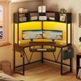 thumbnail image 3 of SEDETA Corner Computer Desk with Hutch, Black Gaming Desk with Keyboard Tray & Hooks, Writing Desk for Small Space, 3 of 9