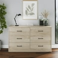 Ameriwood Home Pearce Wide Transitional 6 Drawer Dresser, Light Oak