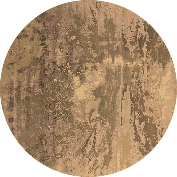 Ahgly Company Indoor Round Oriental Brown Industrial Area Rugs, 7' Round