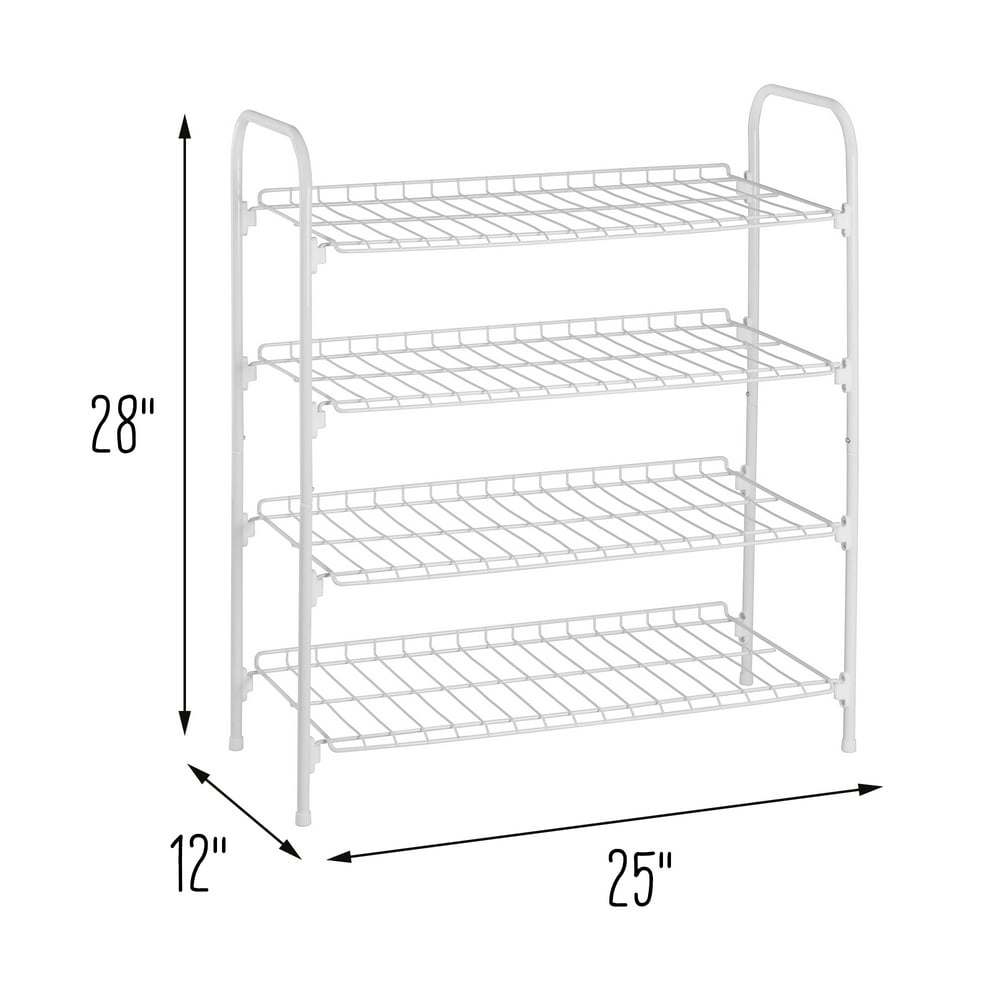 Honey Can Do 4Tier Metal Wire Shoe Rack and Accessory/Closet Storage Shelf, White
