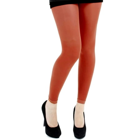 

Orange Rust Opaque Footless Tights for Women