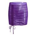 thumbnail image 3 of Kaerm Womens Shiny See Through Sheer Mini Skirt Drawstring Package Hip Design for Date Night And Club Wear Purple M, 3 of 4