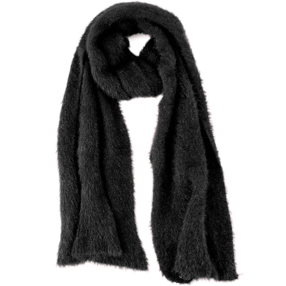 Luxury Divas - Black Soft & Fuzzy Knit Scarf - Walmart.com - Walmart.com