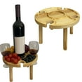 thumbnail image 1 of Coofit Wine Table Wooden Portable Round Detachable Wine Picnic Table Wine Beach Table, 1 of 10