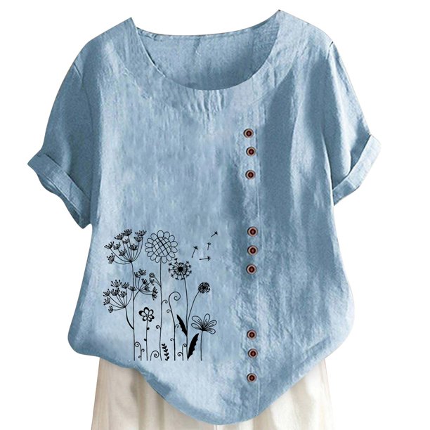 Gibobby Casual Playera de Manga Corta para Mujer Camiseta manga corta con estampado cuello redondo y dobladillo manga corta para mujer verano, camiseta ajustada con(Azul,M)