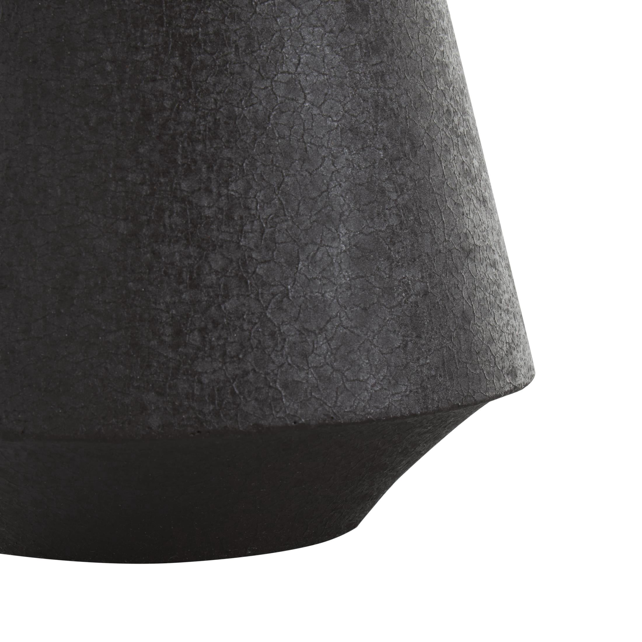 DecMode 14", 11"H Textured Cone Black Metal Vase, Set of 2