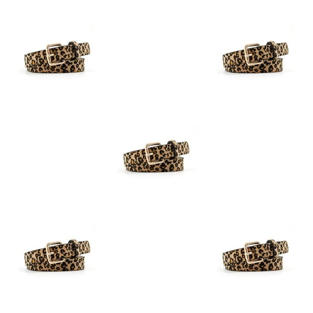 ZheElen Classic Belt Lightweight Leopard Print Spot Exquisite Waist Belts Camel 5Set