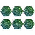 thumbnail image 2 of Pofeuu Green Disco Lights Print Leather Coasters Set of 6, Round Cups Mugs Mat Pad for Home Kitchen Heat Resistant Drink Coasters,Hexagon, 2 of 7