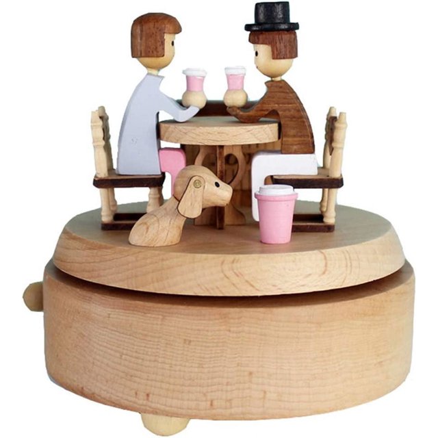 Innovative Scenarios Caja de música de madera, primera caja de música creativa con manivela, caja decorativa - Citas - La mejor idea de regalo y decoración para cumpleaños, Navidad Excelente Rendimiento ER007873WZ