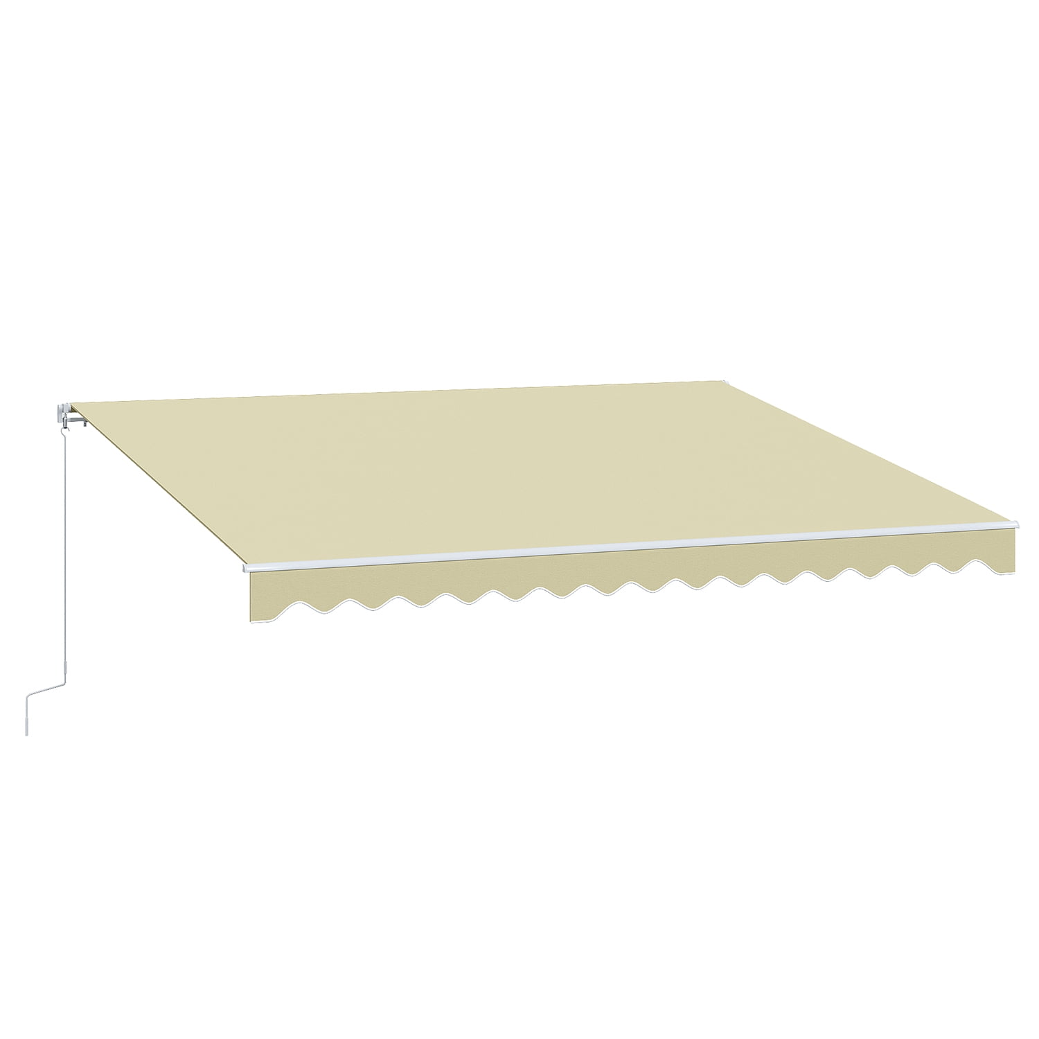BaPiPro 12'x10' Manual Retractable Awning for Patio, Outdoor Sun Shade Waterproof Fabric Canopy with Crank Handle, UV Protection for Deck Balcony, Beige