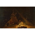 thumbnail image 2 of Winslow Homer 14x11 Black Ornate Wood Framed Double Matted Museum Art Print Titled: Camp Fire (1880), 2 of 5