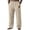 Khaki, variant on Baggy Cotton Linen Pants For Men Elastic Waist Pleated Barrel Leg Trousers Pull On Loose Fit Straight Leg Pants Small Leather Patch Decor Lightweight Casual Trousers With Side Hand Pockets