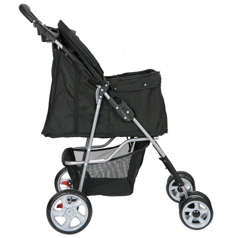 ZENY 4-Wheel Foldable Pet Stroller, Black, Up to 30 lbs photo 7