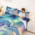 thumbnail image 3 of Castle Fairy Teens Wildlife Aurora Polar Bear Queen Sheets 4 Pieces,Icy Lake Snow Mountain Queen Sheet Sets,Mint Lavender White,1 Fitted Sheet, 1 Flat Sheet and 2 Pillowcases, 3 of 6