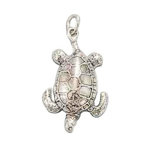 Sterling Silver 16" .8mm Box Chain 3D Deep Sea Turtle Pendant Necklace