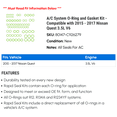 thumbnail image 2 of A/C System O-Ring and Gasket Kit - Compatible with 2015 - 2017 Nissan Quest 3.5L V6 2016, 2 of 2