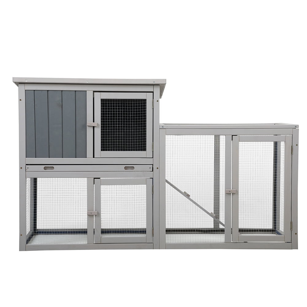 Kadyn for indoor and outdoor use Wooden Rabbit Hutch Chicken Coop with 1 Removable Tray and 3 Lockable Doors Rabbit Hutch, Gray Kadyn for indoor and outdoor use Wooden Rabbit Hutch Chicken Coop with 1 Removable Tray and 3 Lockable Doors Rabbit Hutch, Gray