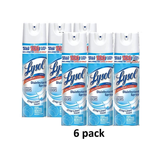Lysol Disinfectant Spray, Crisp Linen Scent, 19 oz Each, 6 Pack - Free Shipping