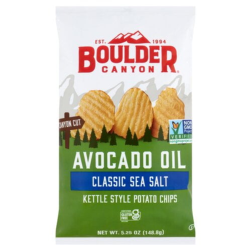 Boulder Canyon Potato Chips, Avocado Oil, Canyon Cut, Classic Sea Salt