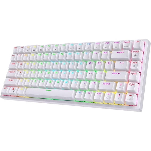 RK ROYAL KLUDGE RK84 Wireless Bluetooth/2.4Ghz 75% RGB Mechanical Gaming Keyboard, Three Modes Connectable Keyboard with Hot-Swappable Quiet Red Switch White