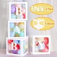 thumbnail image 2 of Decoraciones de baby shower para niño Globo de látex Caja transparente Niña Baby Shower Fiesta de cumpleaños de bebé Decoración Telón de fondo 4 piezas Cajas de baby shower y 3 paquetes de pegatinas de bebé (Blanco) Sailing Electrónica, 2 of 6