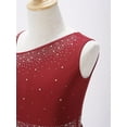 thumbnail image 6 of TSSOE Kids Girls Modern Contemporary Lyrical Dance Costume Sparkly Rhinestone Sleeveless Ballet Leotard Dress Dancewear Burgundy 6, 6 of 7
