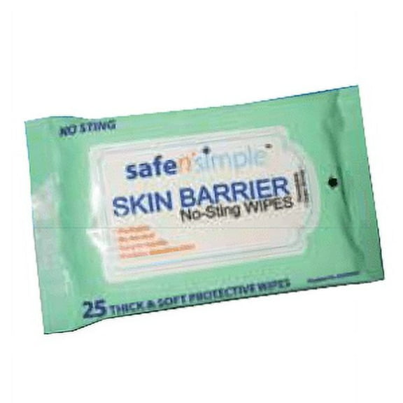 Safe n' Simple Skin Barrier No-Sting Wipes, 25Count No-Sting Skin Barrier Film - Large