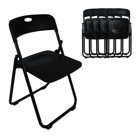 Sillas Plegables de Plástico Negras 4pz Reforzadas STYRKA para Fiesta y Jardín