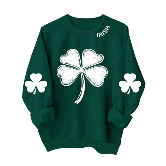 Kilaqueen St Patricks Day Sweatshirt for Women Shamrock Graphic Long Sleeve Crewneck Pullover Tops Casual Trendy Loose Funny Festival Sweatshirt