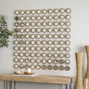 DecMode 40 x 40 Gold Geometric Wall Mirror with Grid Pattern