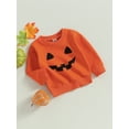 thumbnail image 3 of Liacowi Toddler Baby Girls Halloween Clothes Infant Autumn Winter Sweatshirts Long Sleeve Round Neck Pumpkin Print Pullovers Tops, 3 of 9