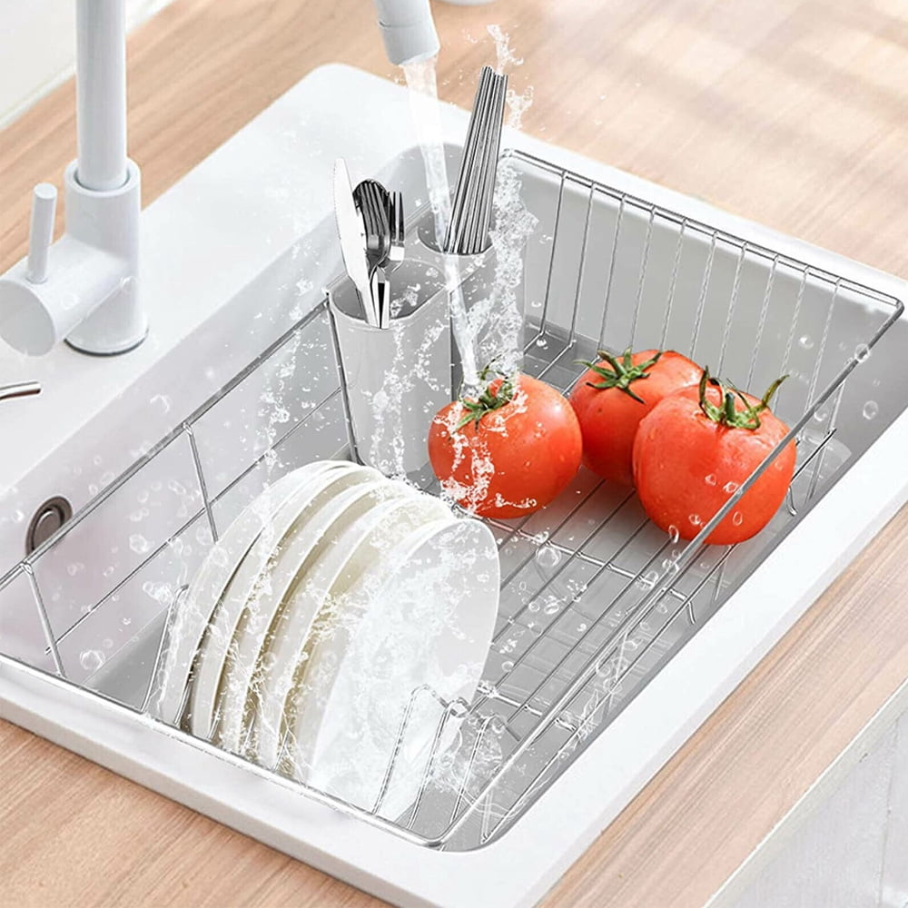 18.9" x 11.8" x 4.3" Dish Drying Rack Space-Saving for Kitchen Counter, Durable Dish Rack with Cutlery Holder for Dishes Knives Spoons Forks