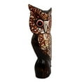 thumbnail image 5 of Balikraft Hand Made Wood Artisans "Burung Hantu" Forest Owl Family Set of 3 Decorative Eggskin Feather Figurines 8"H, 5 of 7