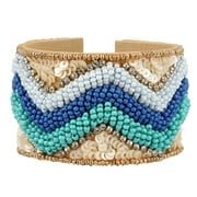 Multi Color Glass Seed Bead Goldtone Cuff Bangle Bracelet for Women Jewelry Birthday Gifts for Women Birthday Gifts