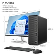 HP S01-pF2003wb Slim Desktop Computers, Intel Core i3-10105, 8GB Ram, 256GB Ssd, Black 27 in Desktop Bundle, Dark Black, Windows 11