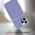 thumbnail image 4 of iPhone 13 Pro Max Card Holder Wallet Case,Dteck Shockproof Rubber Hybrid PC with Hidden Mirror Dual Layer Cover Lightweight Protective Back Phone Case for Apple iPhone 13 Pro Max 6.7-inch,Lightpurple, 4 of 5