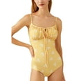 thumbnail image 3 of Biekopu Women Summer Monokini Swimsuit, Spaghetti Strap Tie-up Front Printed Bodycon Bathing Suit, 3 of 6