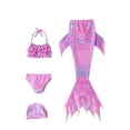 thumbnail image 3 of RUTAYY Girls Swimwear Set Colorful Fish Tail Top Underwear Swim Cap 4PCS Beach Swimming Pool Summer Outfit For Kids Age 4-13 Vacation Boho Beachwear, 4-5 Years, 3 of 9