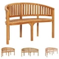 thumbnail image 3 of vidaXL Banana Bench Outdoor Patio Banana Bench with Armrest Solid Wood Teak, 3 of 23
